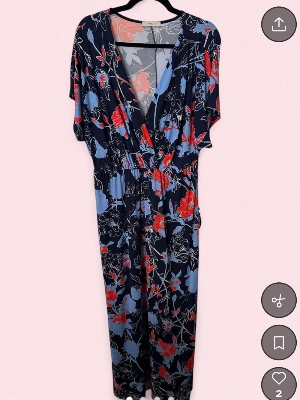 Gilli Navy Floral Maxi Dress with Red & Light Blue Blooms